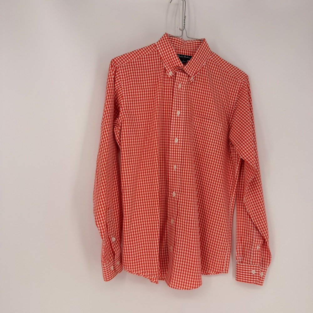 Brooks Brothers Button Down Shirt Kids L Red Gingham Non-Iron Cotton Preppy Ivy